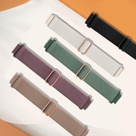 CUNUJIX Pack of 5 Elastic Children's Nylon Wristbands Replacement for Garmin Venu 2/Venu 3/Vívoactive 4/Forerunner 255 Music/Forerunner 265 Wristband, 22 mm Stretchy Loop Fabric Replacement Strap for