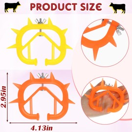 Queekay 20 Pcs Calf Weaner Nose Thorn Thick Plastic Cattle Nose Rings Wening Tech Yellow Orange Plastic Weaner Tool for Farm Cattle Prevent Milk Sucking