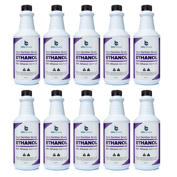 Medical Grade Ethanol - 95% Ethyl Alcohol - for Hand Sanitizer Production - No Fermentation Smell - Does Not Contain Methanol (Ethyl Alcohol - Medical Grade (32oz) (Pack of 10 (2.5 Gallons))