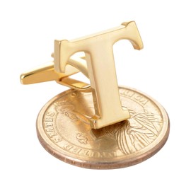 Salutto Men's Gold Letter T Cufflinks 1 Pair with Gift Box (T)