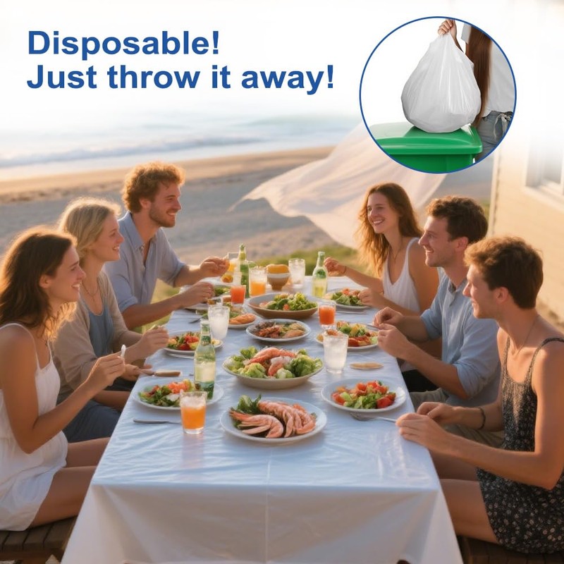 6 PCS White Table Cloth, White Table Covers Plastic Cover