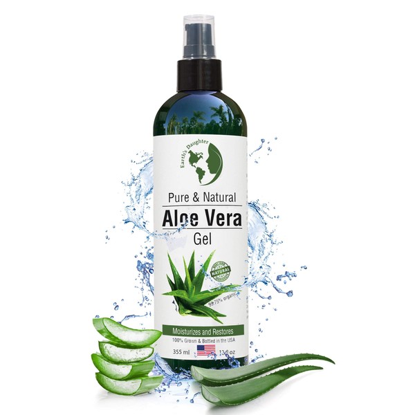 Aloe Vera Gel - 99.75% Organic, 12 oz Great for Face, Hair, Acne, Sunburn, Bug Bites, Rashes, Eczema