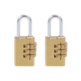 sourcing map 3 Digit Combination Padlock Brass Locks 3mm Shackle Diameter 2Pcs for Gym Locker Fence Suitcase Travel Outdoor
