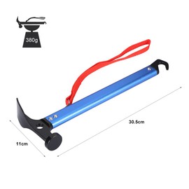Outdoor Camping Tent Peg Stake Hammer Nail Puller Extractor Multifunctional Tool with Aluminum Handle (Color : Blue)