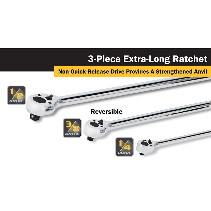 Titan 11307 3-Piece 36-Tooth Extra-Long Ratchet Set