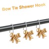 BOXOB 12pcs Gold Bow Shower Curtain Hooks Rings, Stainless Steel