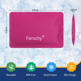 Farochy Reusable Ice Packs for Lunch Boxes - 4Packs Soft Ice Packs Freezer Packs for Cooler Gel Ice Packs, Keep Food Cold or Hot, Rosy