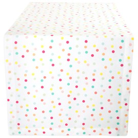 DII Polka Dot Party Print Tabletop Collection Reusable & Machine Washable, Table Runner, 14x108, Multicolor Confetti Dots