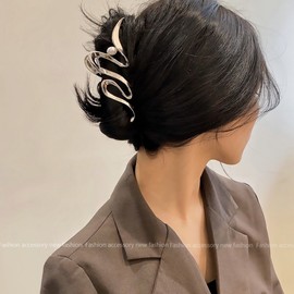 Metallic Shark Clip, Fish Clip, Multi-purpose Pearl Hair Accessory F1037 Gold 5ea