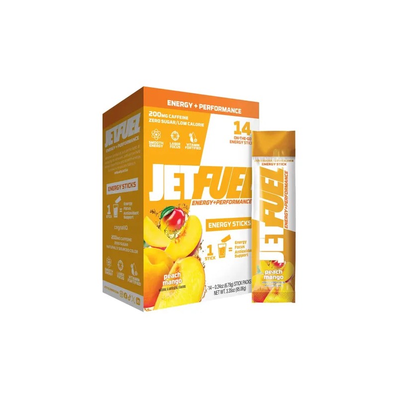 Aminoácidos en Polvo Peach Mango Jetfuel Energy Sticks 14 Sobres
