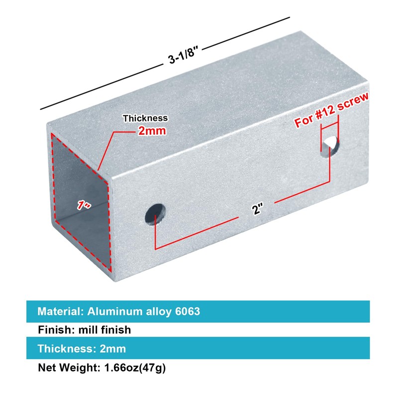 OTTFF 10 Pack 1" Aluminum Square Tube Connector, 2 Way
