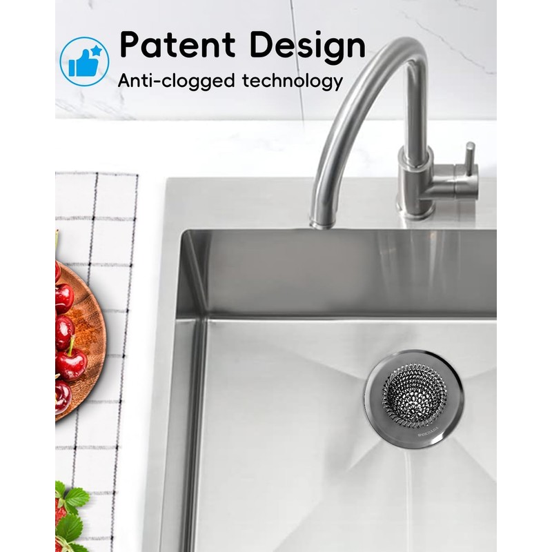 Sink Drain Strainer, Flexible Anti-Slip Chainlink Kitchen Sink Strainer with