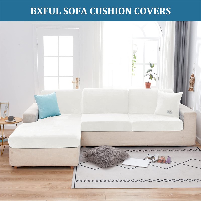 BXFUL Sofa Cushion Covers Stretchy Velvet Sofa Cushion Covers Single