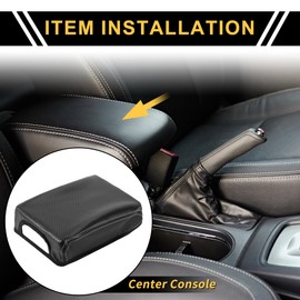 X AUTOHAUX Car Center Console Lid Armrest Cover for Toyota Tacoma 16-20 Middle Console Pad Armrest Protector Carbon Fiber Faux Leather Carbon Fiber Pattern Black