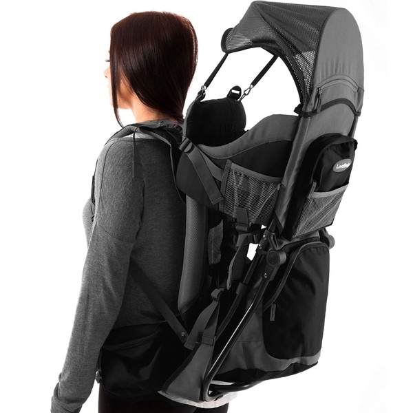 Luvdbaby Hiking Baby Carrier Backpack - Comfortable Baby Backpack Carrier - Toddler Hiking Backpack Carrier - Child Carrier Backpack System with Diaper Change Pad, Insulated Pocket + Rain and Sun Hood