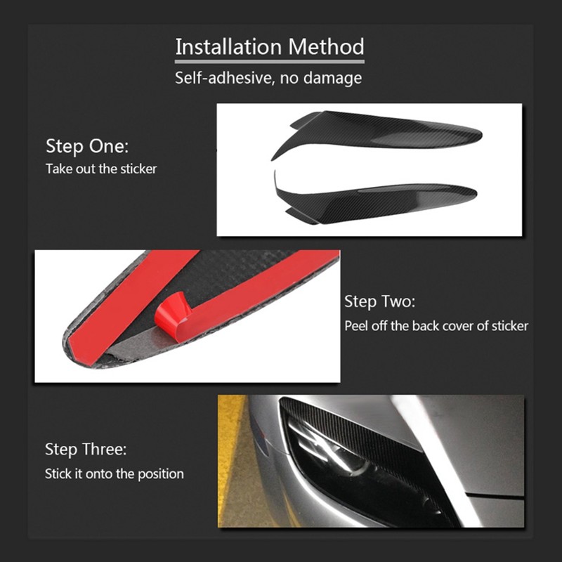 1 Pair Car Real Carbon Fiber Headlight Eyebrow Eyelid Trim