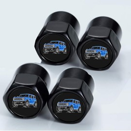 4Pack Anti-Corrosion Tire Valve Stem Caps Metal Black fit for Ford Bronco Accessories Blue Car