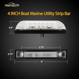 Partsam 6Pcs 4 Inch Marine Boat RV Slim Line Clear LED Utility Strip Light Bar 9 Diodes Sealed