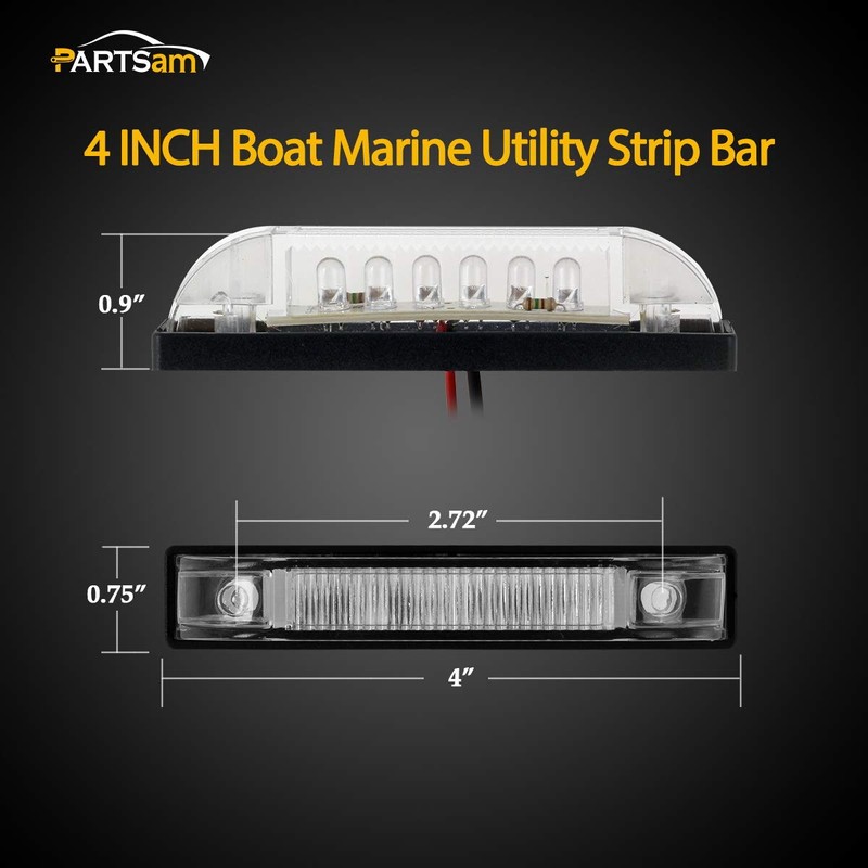 Partsam 6Pcs 4 Inch Marine Boat RV Slim Line Clear