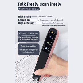 Scan Reader Pen, Dyslexia Reading Pen Portable Digital Translation Scanning Pen Smart Voice Translator Pen Text to Speech Device for Students Travelers Businessmen Adults (Pink)