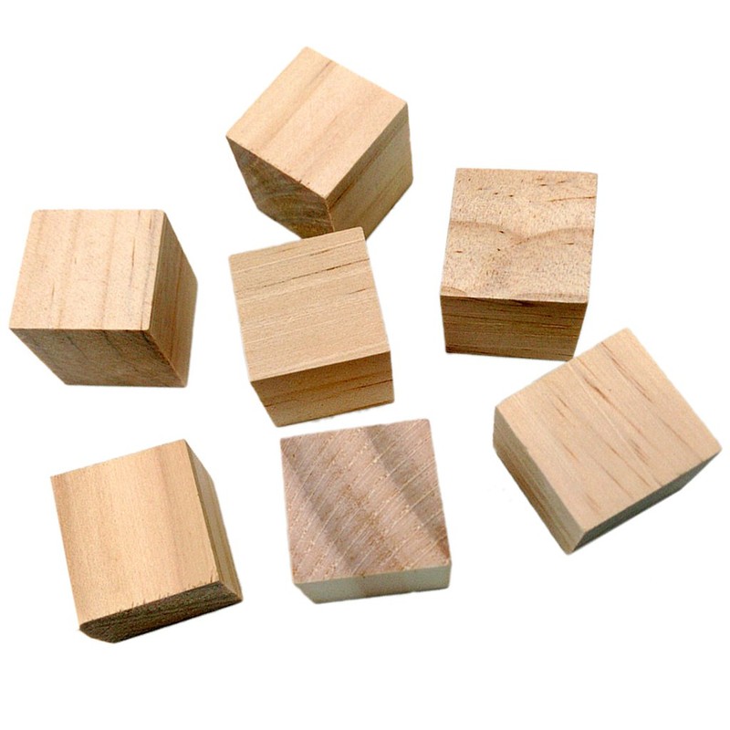 Generic DIY Craft 40 Pieces Wooden Cubes Rustic Decorative Square