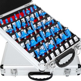 TAIWAIN 1/2" Inch Shank 41pcs Router Bit Cutting Set, Tongue Groove Door Rail and Stile Woodworking Milling Cutter Door, Wood Frame Cabinet Drawer Wood CNC Router Bits Sets Milling Tool (FG-D)