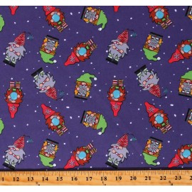 Fields Fabrics Cotton Christmas Gnomes Snowflakes Holidays Winter Fabric Print by Yard D403.29