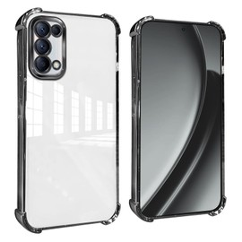 GOGME Case for Oppo Find X3 Lite Shell Reinforced Corners Cover with Camera Film Bumper/TPU Scratch - Resistant Shockproof Soft Transparent Design - Black