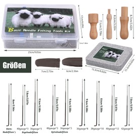 Deudy 66 Piece Needle Felting Tools, Felting Needle Set for Beginners, Felting Needles Set with 4 Size Felting Wool Needles Wooden Handle Felt Pad, Needle Felting Starter Set for Beginners