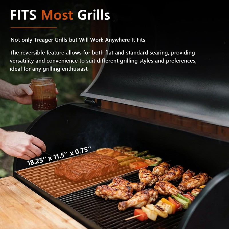 BAC772 Reversible Sear Grate for Grills, 18.25” x 11.5” Anodized