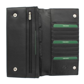VISCONTI Leather Travel Organiser Wallet RFID Blocking 1179 Black