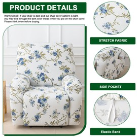 CRFATOP Recliner Slipcovers with Arms 4 Pieces Lazyboy Recliner Chair Cover Non Slip Recliner Slip Covers for Recliner Chair with Storage Pockets Furniture Protector for Living Room