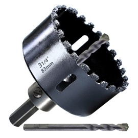 PLG2SUPT 3-1/4 inch Carbide Grit Hole Saw Cutter for Hardy Plank Air Brick Stucco Drywall Fiber Cement siding Backer Board Plasterboard