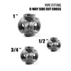 AGUTEA Black 6-Way Side Exit Cross, Cast Iron Pipe Fitting