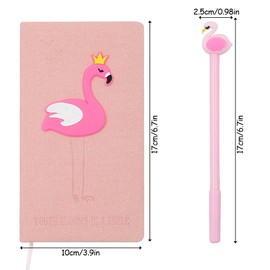 2 in 1 Flamingo Stationery Gift Box Set Includes 1 Pcs Flamingo Notebook Pocket Journal Hardcover Writing Notepad Diary and 1 Pcs Pen Gift for Birthday Christmas Kids Study Office School Supplies