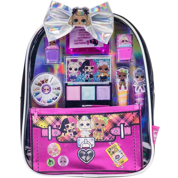 Townley Girl L.O.L. Surprise Backpack Beauty Set for Kids - 11-Piece Makeup Kit Perfect for Parties, Sleepovers, and Makeovers, Ages 3 and Up