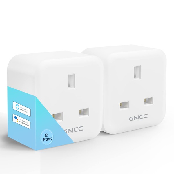Smart Plug GNCC WiFi Plugs Works with Alexa Google Home Smart Socket Wireless Remote Control Timer Smart WiFi Outlet Without Energy Monitoring, 2.4Ghz Only, 13A 3120W, 2 Pack