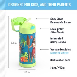 THERMOS FUNTAINER 14 Ounce Stainless Steel Vacuum Insulated Bottle, Moana