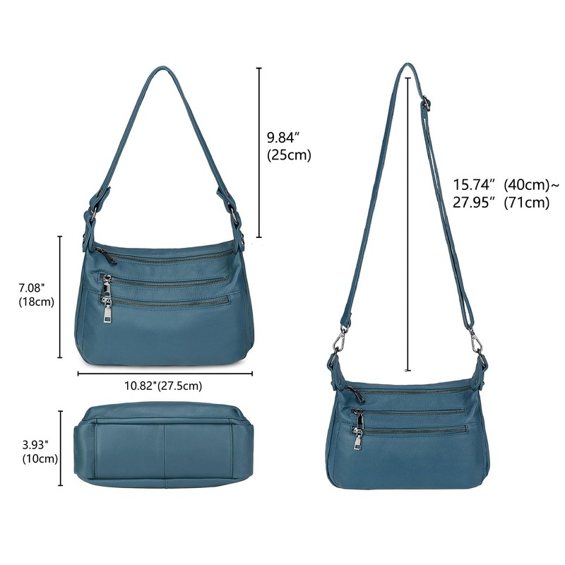 YALUXE Genuine Leather Shoulder Bag Medium Size Handbag Purse Multi