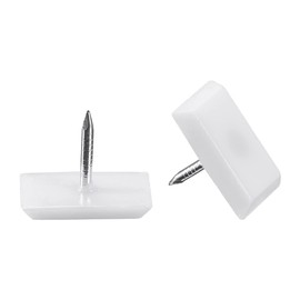 uxcell Furniture Feet Nail Plastic Glide Nails Square Chair Table Leg Protector Pads 18mm x 12mm White 40pcs