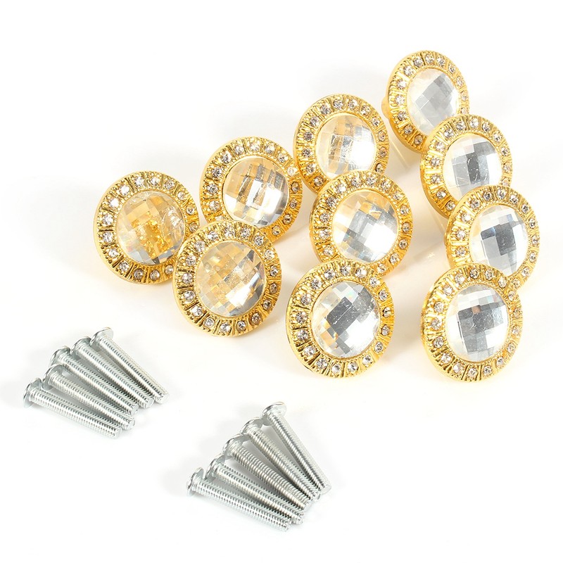 10pcs Clear Diamond Crystal Glass Wardrobe Knob Cupboard Drawer Door