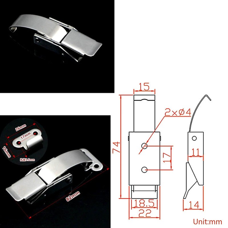 Box Toggle Latch, 74mm Stainless Steel Spring Loaded Toggle Latch