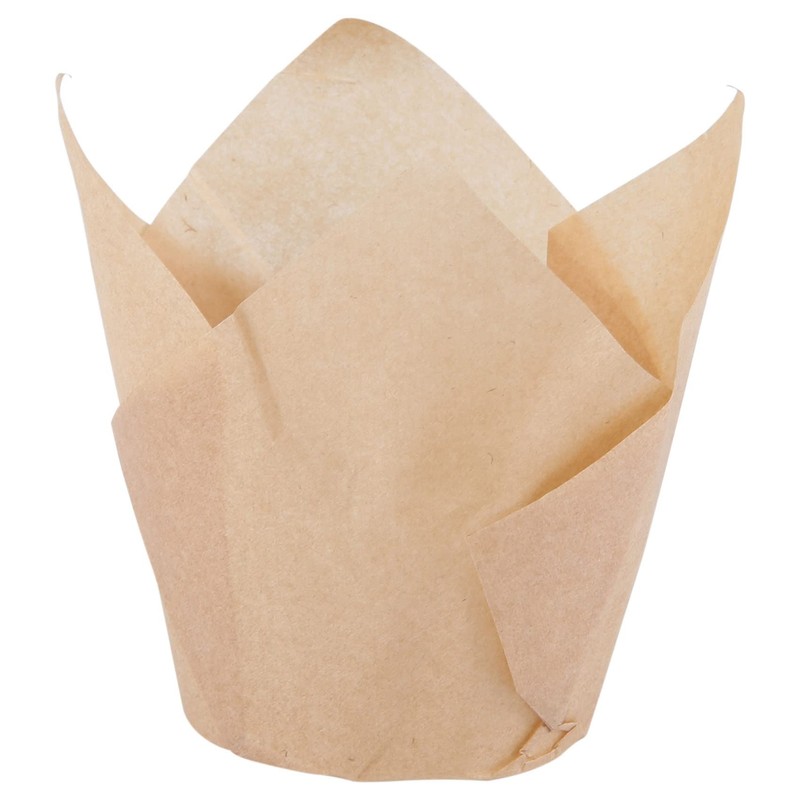 Dovhmoh 200pcs Tulip Cupcake Bacups,Muffin Bellliner Holder,Rustic Cupcake Wrapper,Brown,White,Nature Color