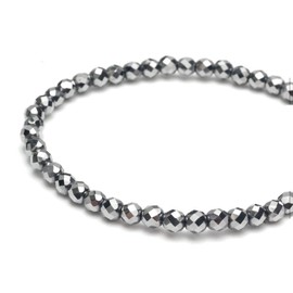 terahertz Bracelet 4 mm Diamond Cut Stamp terahertz Ore Gemstone Power Stone natural stone Health Accessories