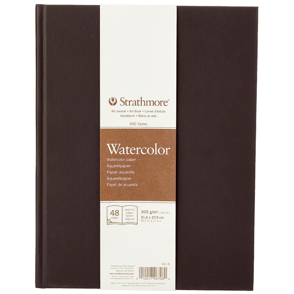 Strathmore 400 Watercolour Hardbound 300gsm Paper Book, Cold-Pressed, 8.5 x 11 in, 24 Sheets, Ideal for Professionals & Students