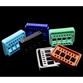 VIBURISH 3pcs Plasdent 400BC-10N Adjustable 16 Holes Dental Bur Caddy Autoclavable Color Random with Two Sides Bur Holders
