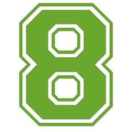 Applicable Pun Varsity Number 8 - Vinyl Decal - Lime Green 9 Inches Tall