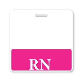 5 Pack - Pink RN Badge Buddy - Horizontal- Heavy Duty Spill Proof & Tear Resistant Cards - Double Sided- Quick Role Identifier ID Buddies for Registered Nurse - Printed in The USA by Specialist ID