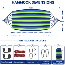 BieAziton Durable Hammocks 660 Lbs Capacity, Camping Essentials Hiking Gear Accessories Max 2 X Tree Straps & Carabiners & Duckbilled Buckle & Thicker Rope & Portable Carrying Bag Included (Blue)