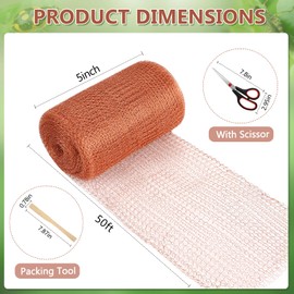 Copper Mesh Rodent Control, Rustproof Copper Mesh Roll with Scissors & Packing Tool, DIY Hole Filler for Rodent Control, Hole Blocking Gardening DIY Projects Mice Snail Defense Kit (5 in x 50 ft)